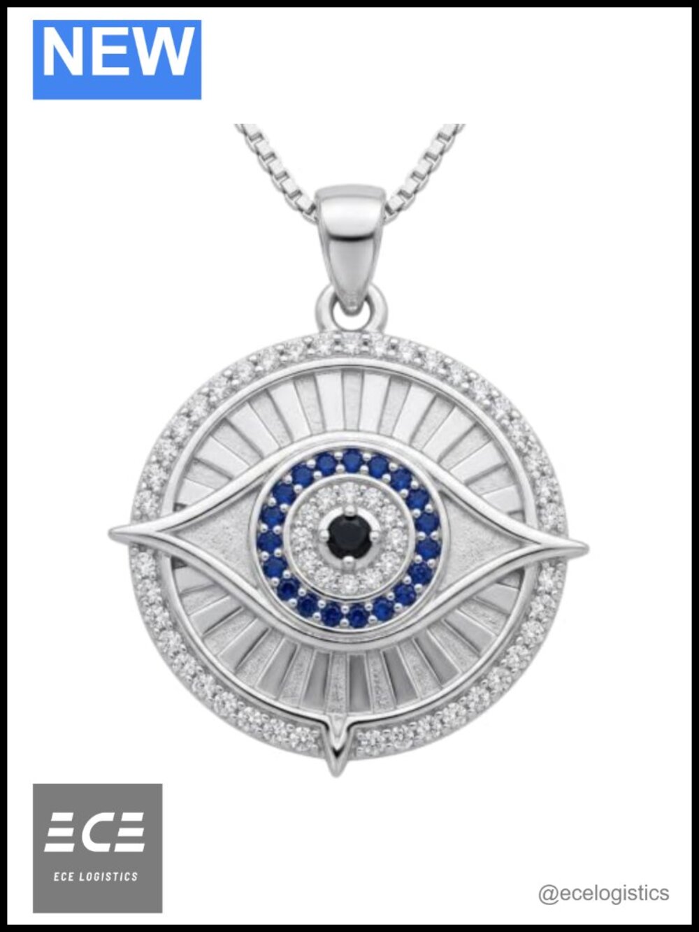 925 Sterling Silver Evil Eye Pendant Necklace Stainless Steel Chain